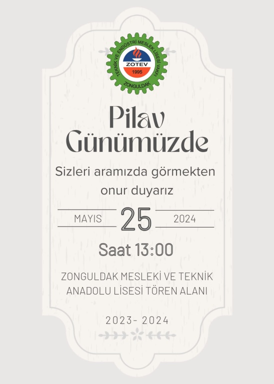25 Mayıs 2024 Saat: 13.00' da Geleneksel Pilav Günümüz 1