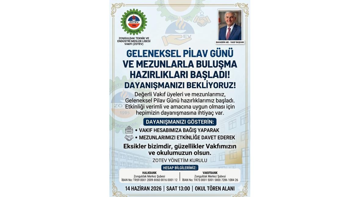 Geleneksel Pilav Günü ve Mezunlarla Buluşma Etkinliğimize Davetlisiniz!